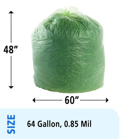 Stout By Envision 64 gal Trash Bags, Green, 48 PK E4860E85